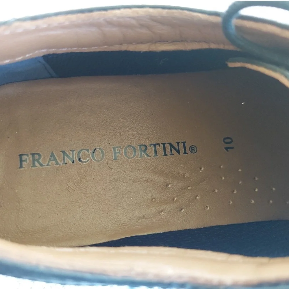 Franco Fortini Dress Shoes Mens 10 Black Leather Oxford Derby Lace Up Formal